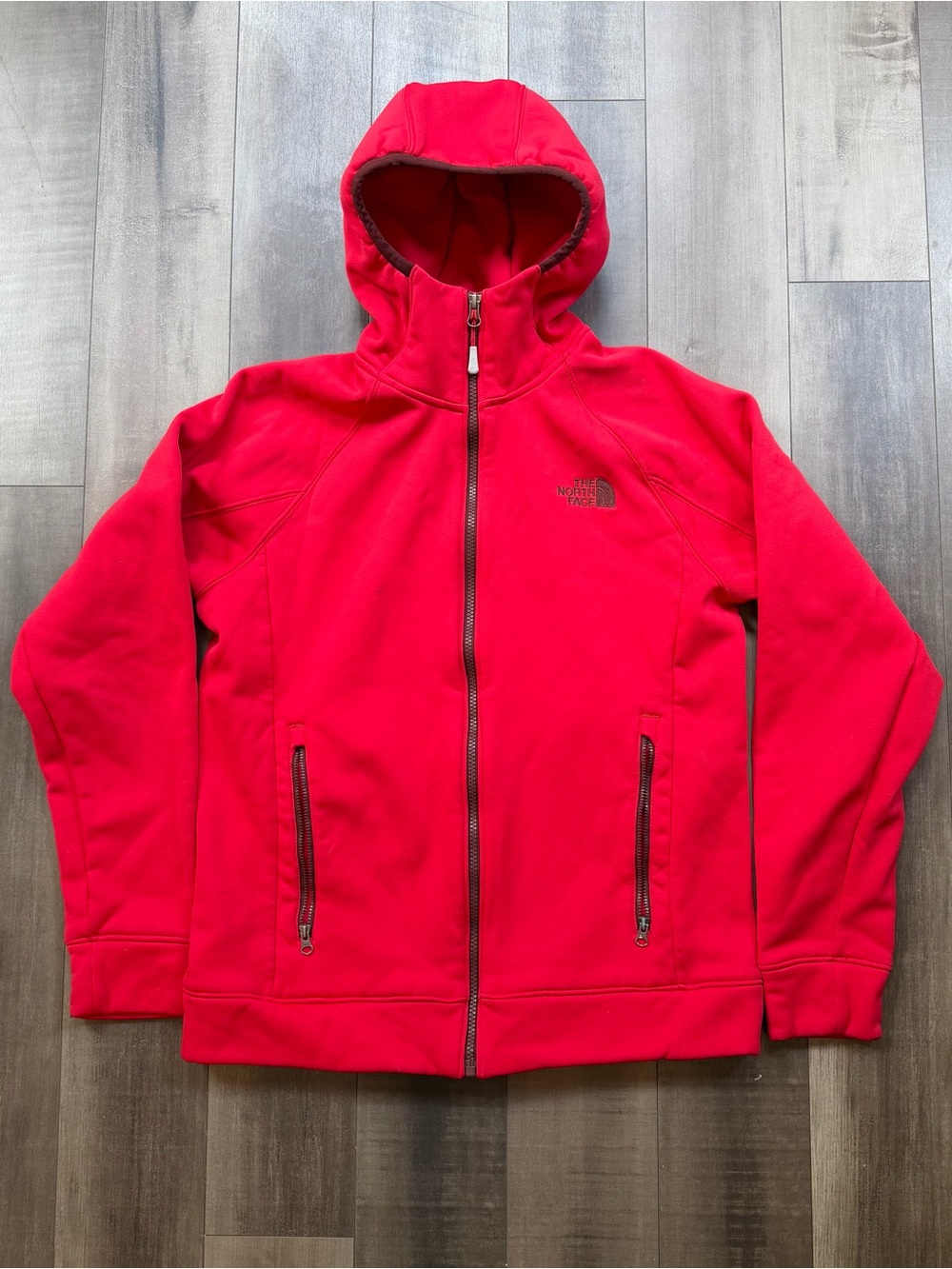 The North Face Summit Jacket Full Zip Hoodie Men’s M Mid Weight Red Stitched